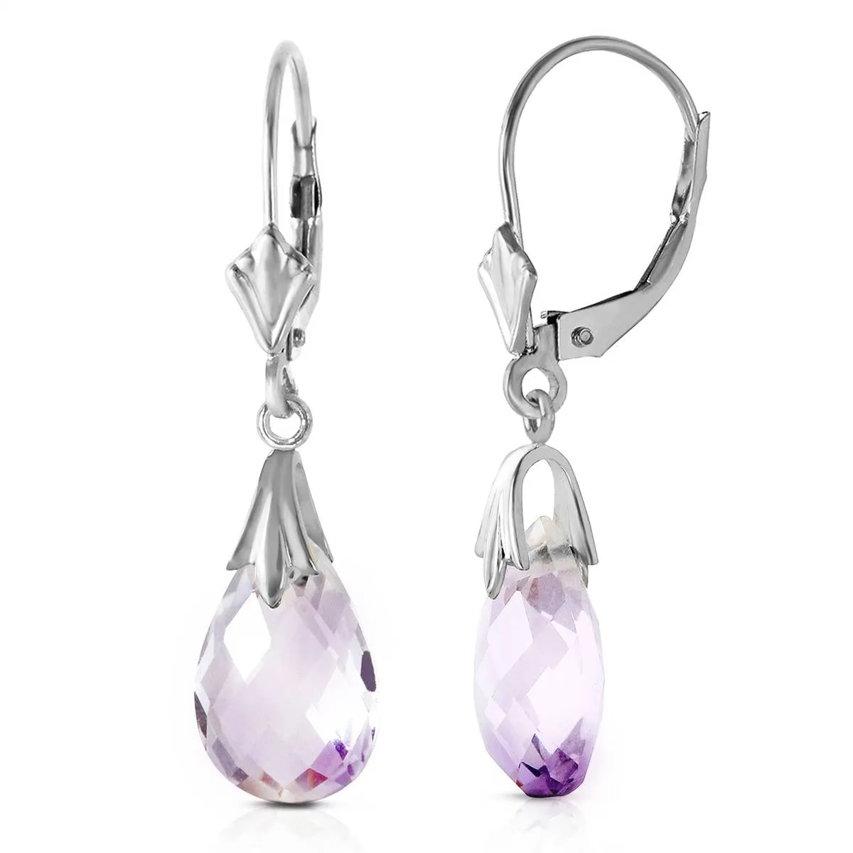 6 Carat 14K Solid White Gold Enticement Amethyst Earrings