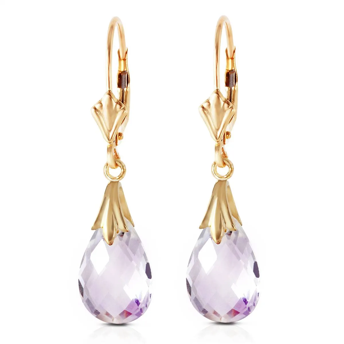 6 Carat 14K Solid Yellow Gold Sanctuary Amethyst Earrings