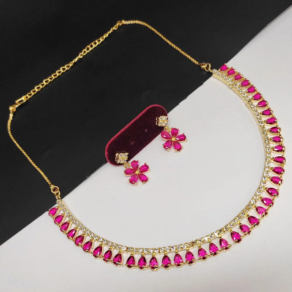 Aamrapali  Gold  Plated  AD Necklace Set