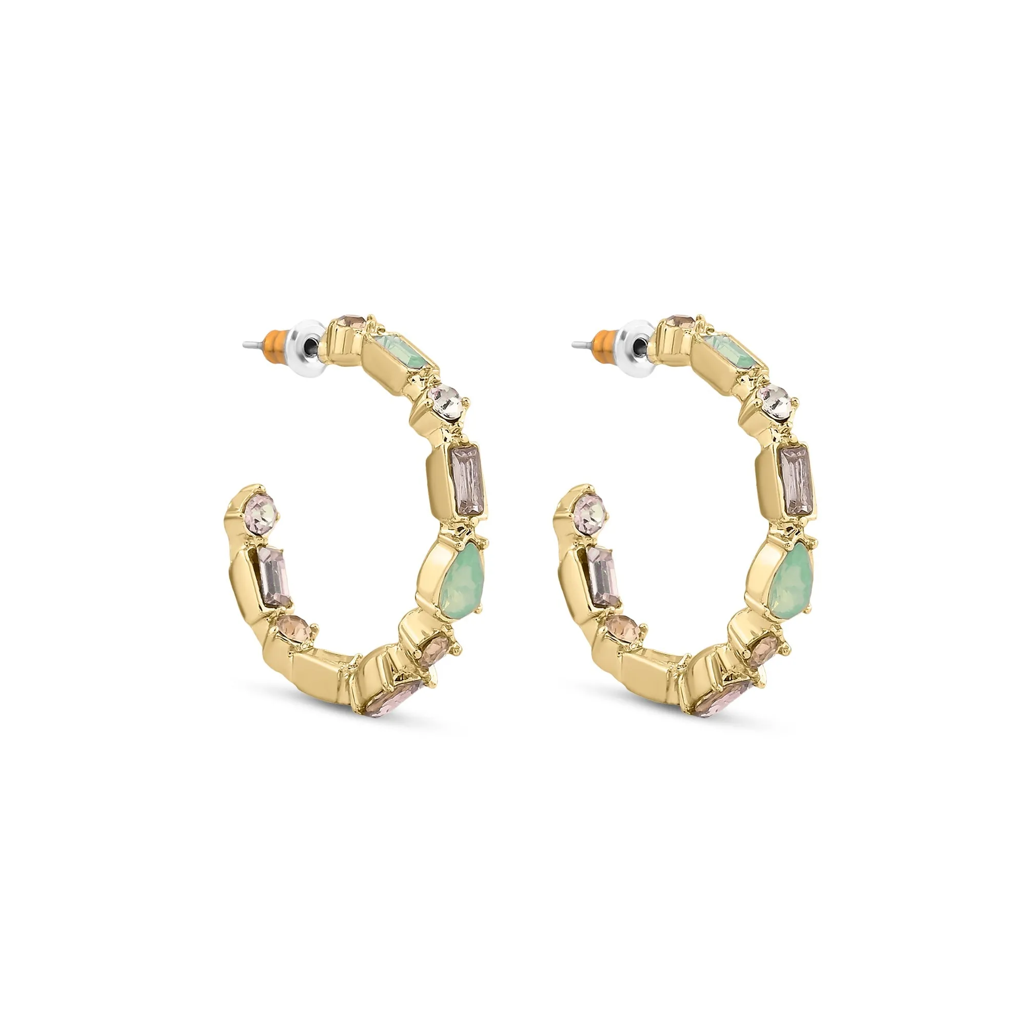 Accessorize London Women Multi Eclectic Stone Hoop Earrings