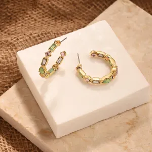 Accessorize London Women Multi Eclectic Stone Hoop Earrings