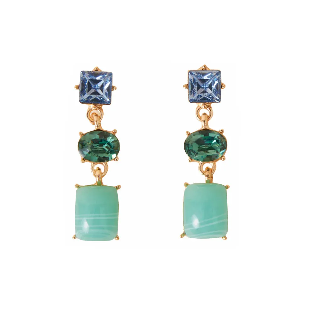 Accessorize London Women's Green Mixed Gem Short Drop Earring