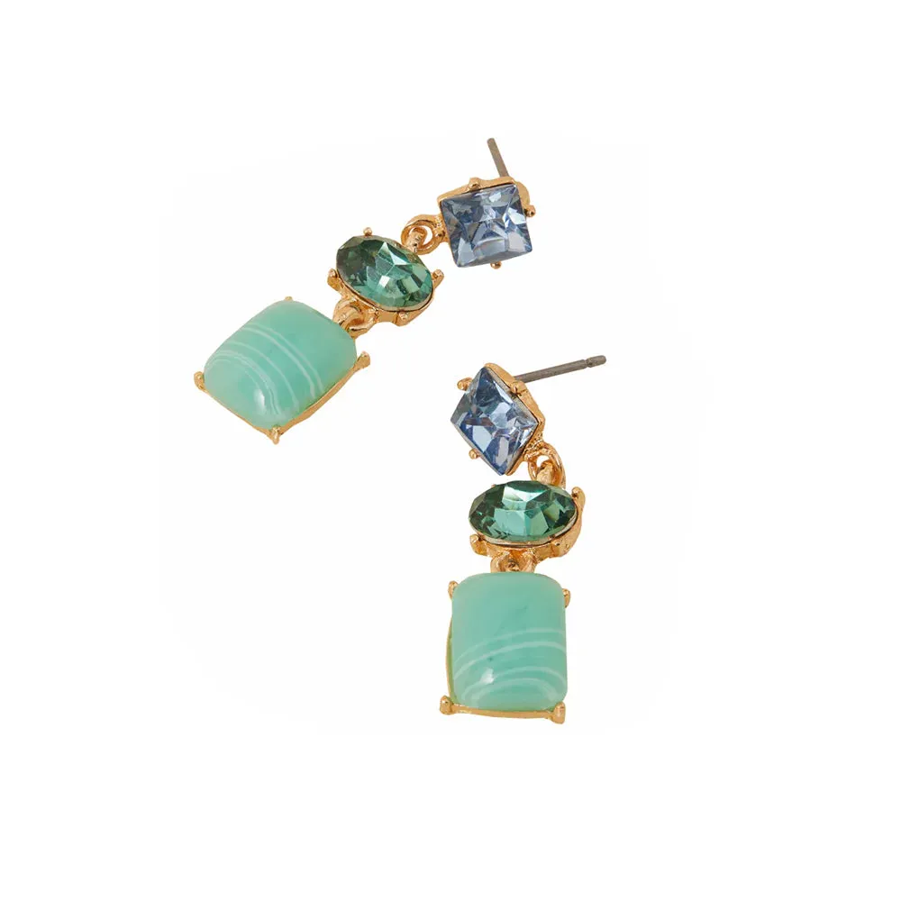 Accessorize London Women's Green Mixed Gem Short Drop Earring