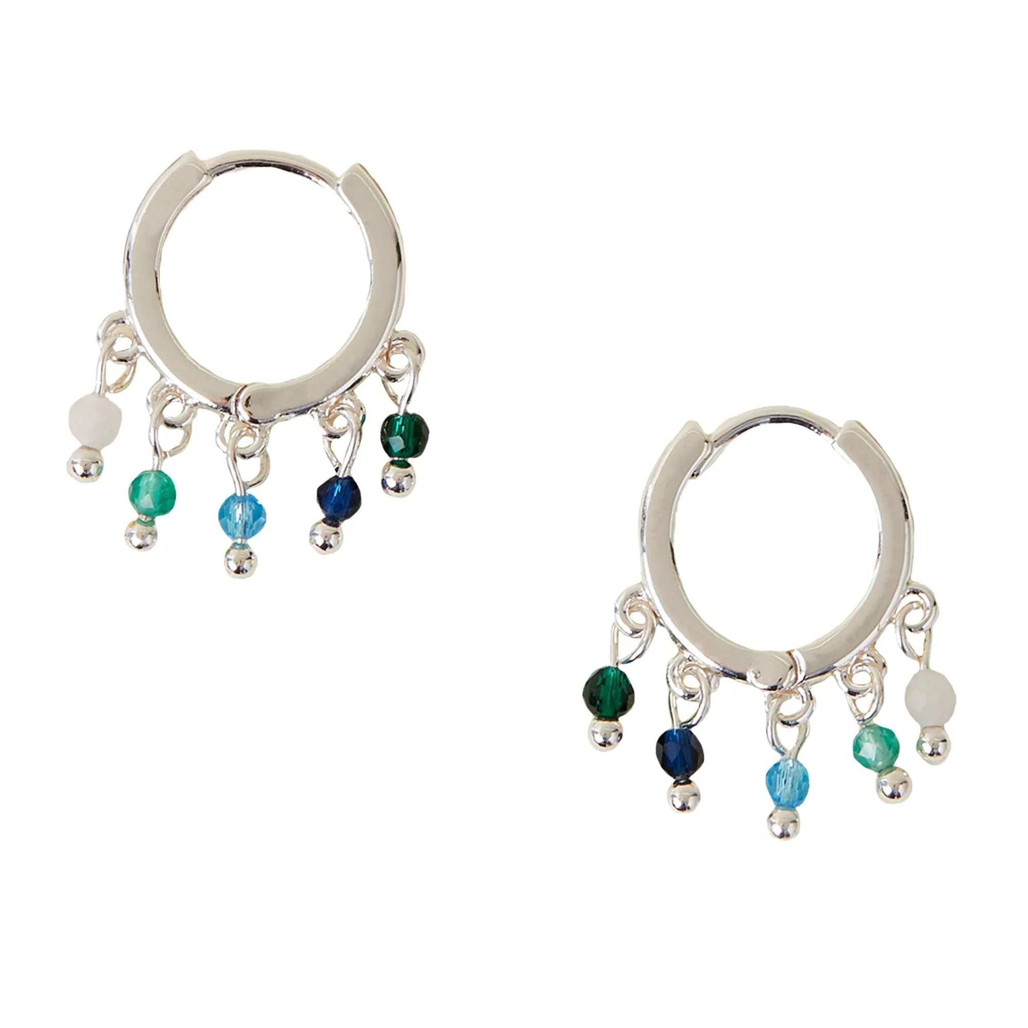 Accessorize London Women's Silver-Plated Beaded Charm Hoops Earrings