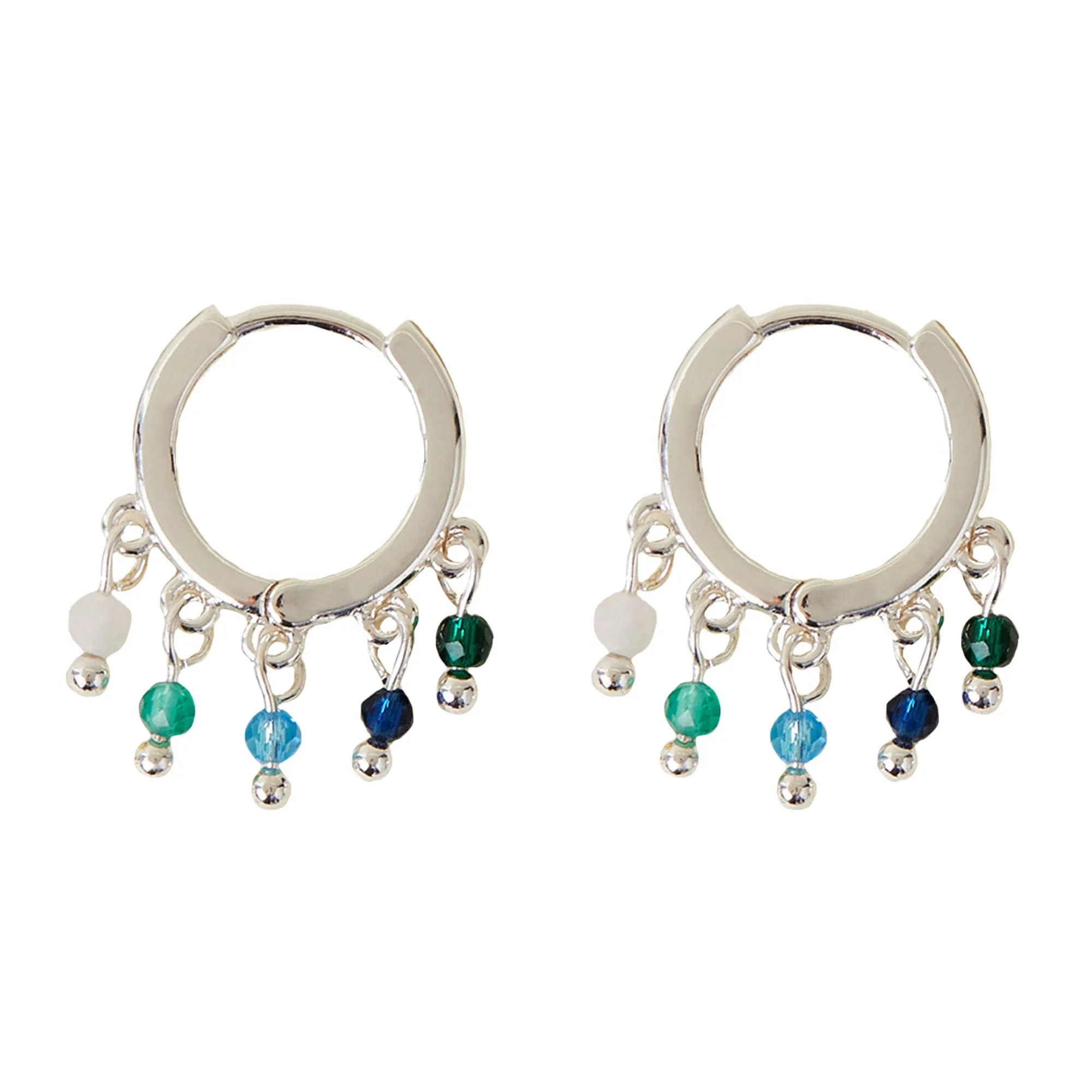 Accessorize London Women's Silver-Plated Beaded Charm Hoops Earrings