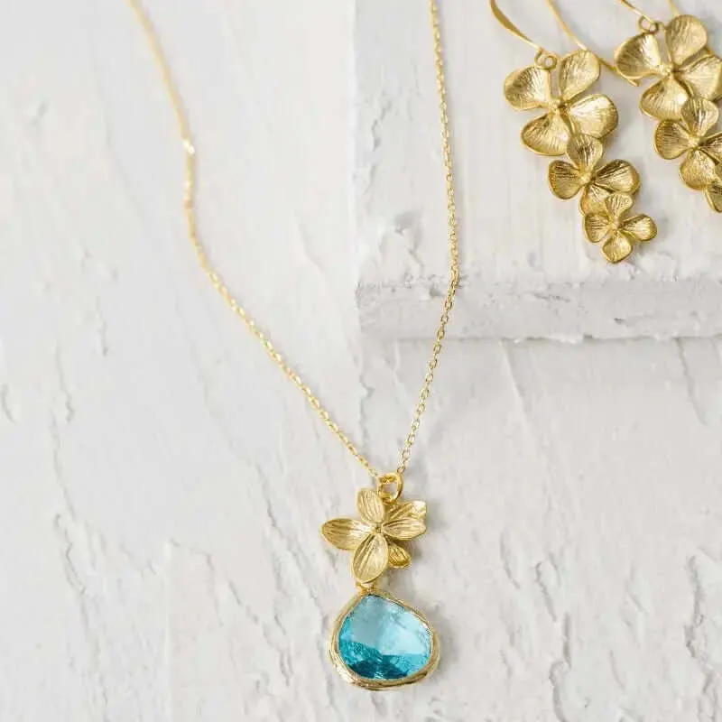 Aqua Orchid Necklace