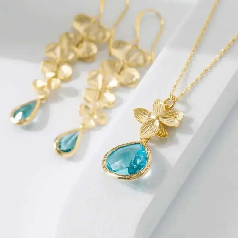 Aqua Orchid Necklace