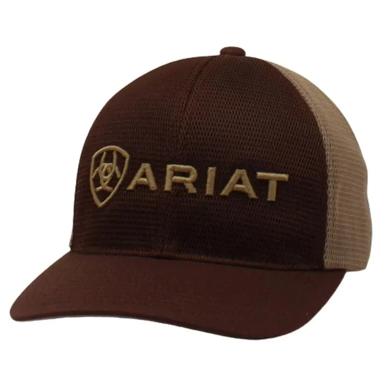 Ariat M&F Men's Brown and Khaki Logo Ball Cap