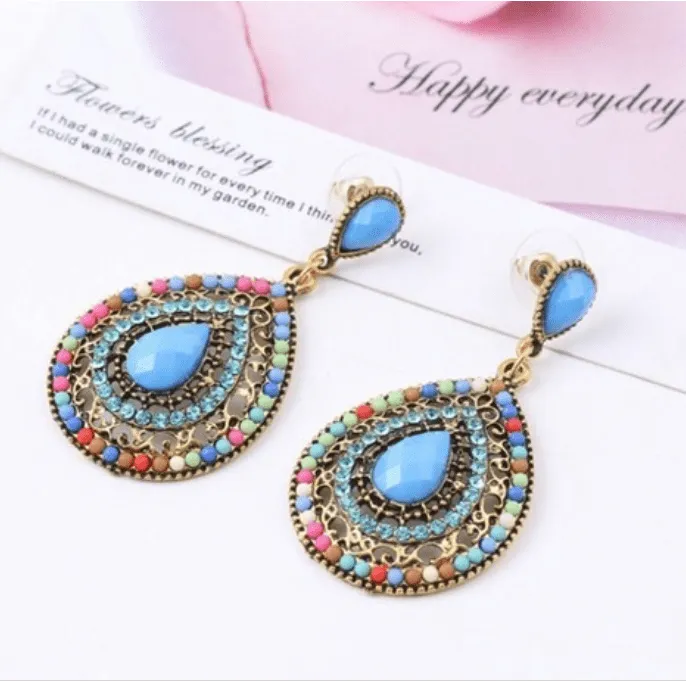 Bead and Crystal Filigree Drop Earrings for Woman by Feshionn IOBI