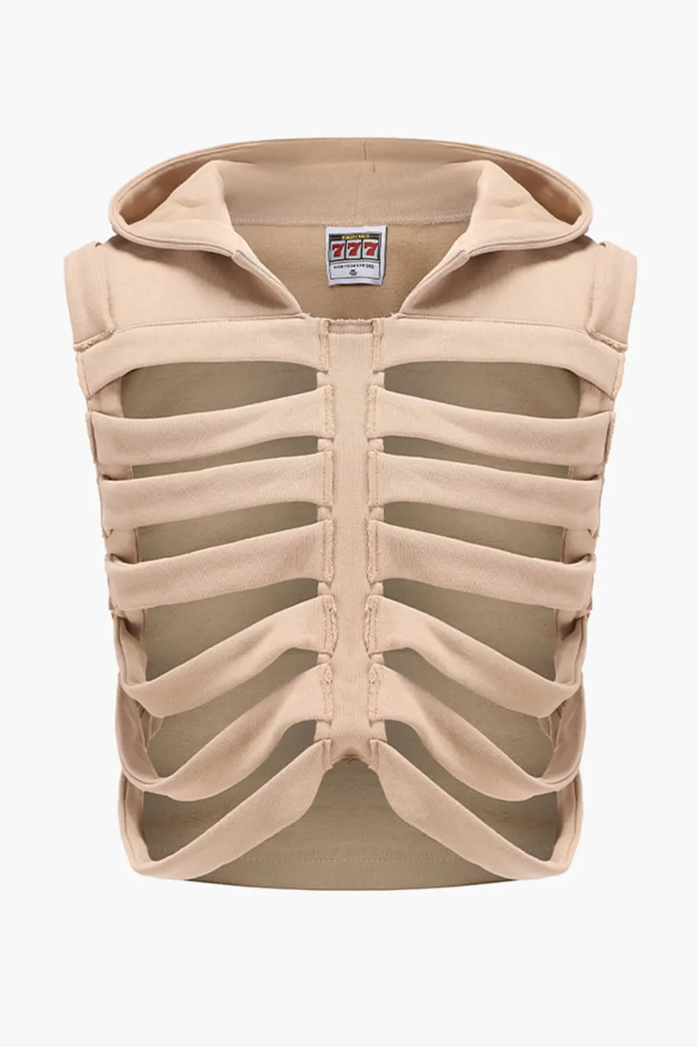 benpaolv Distressed Skeleton Ribs Hooded Vest