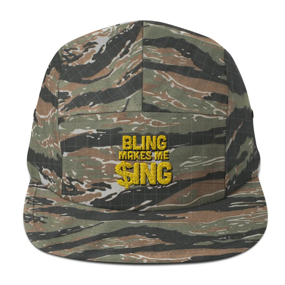 Bling makes me Sing Five Panel Yupoong 7005 Flat Brimmed Cool Cap Hollywood