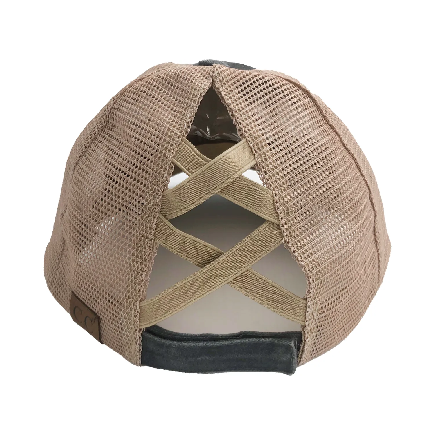 BT-780 C.C Criss Cross Pony Cap Charcoal/Beige