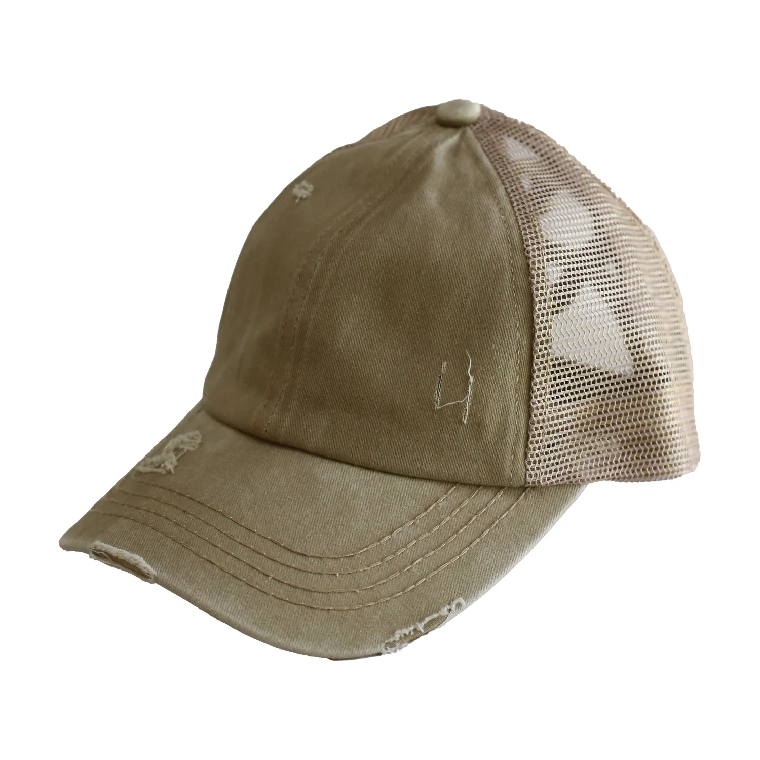 BT-780 C.C Criss Cross Pony Cap KHAKI/BEIGE