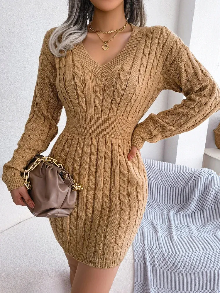 Chic V-Neck Sweater Dress