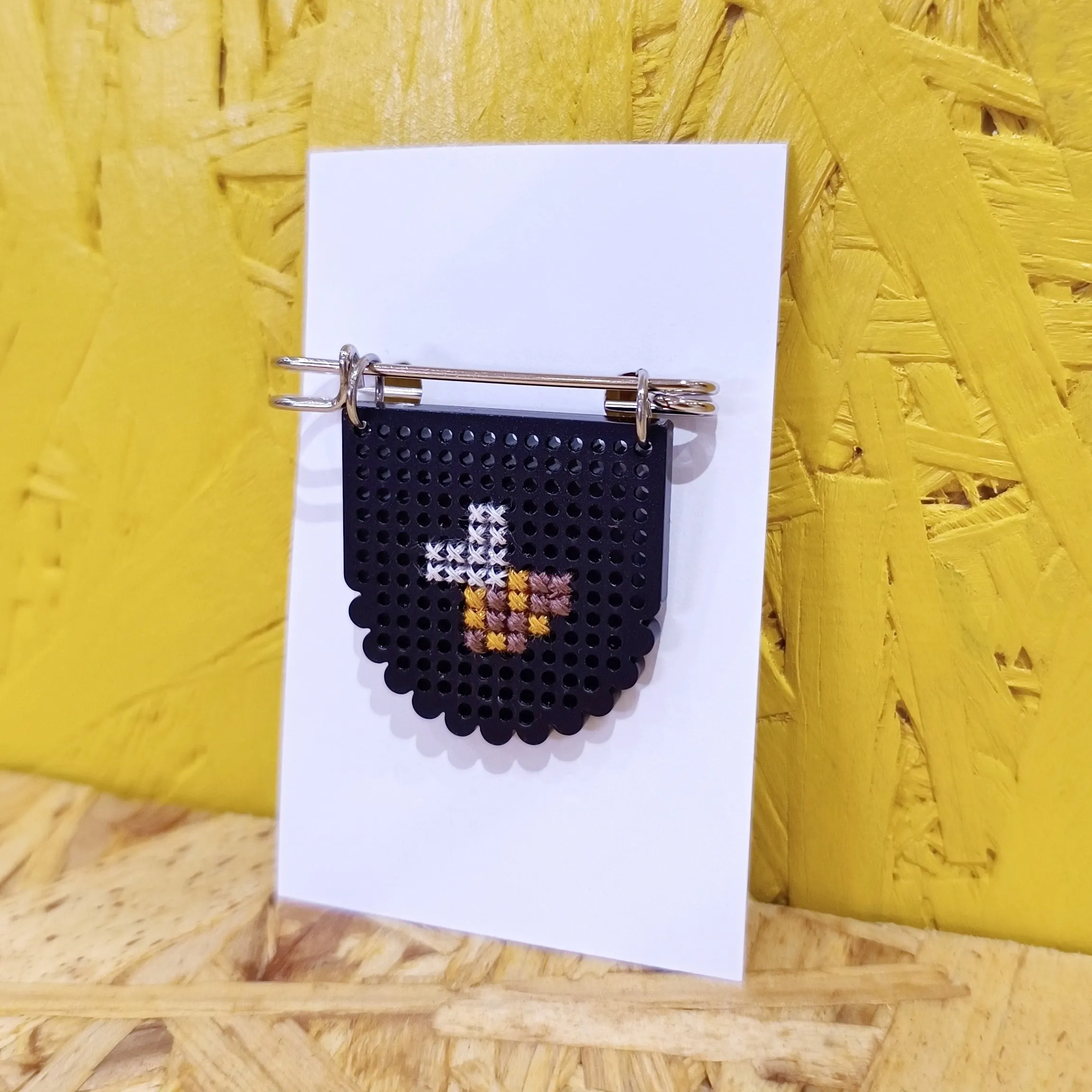 Cross Stitch Brooch - Bee