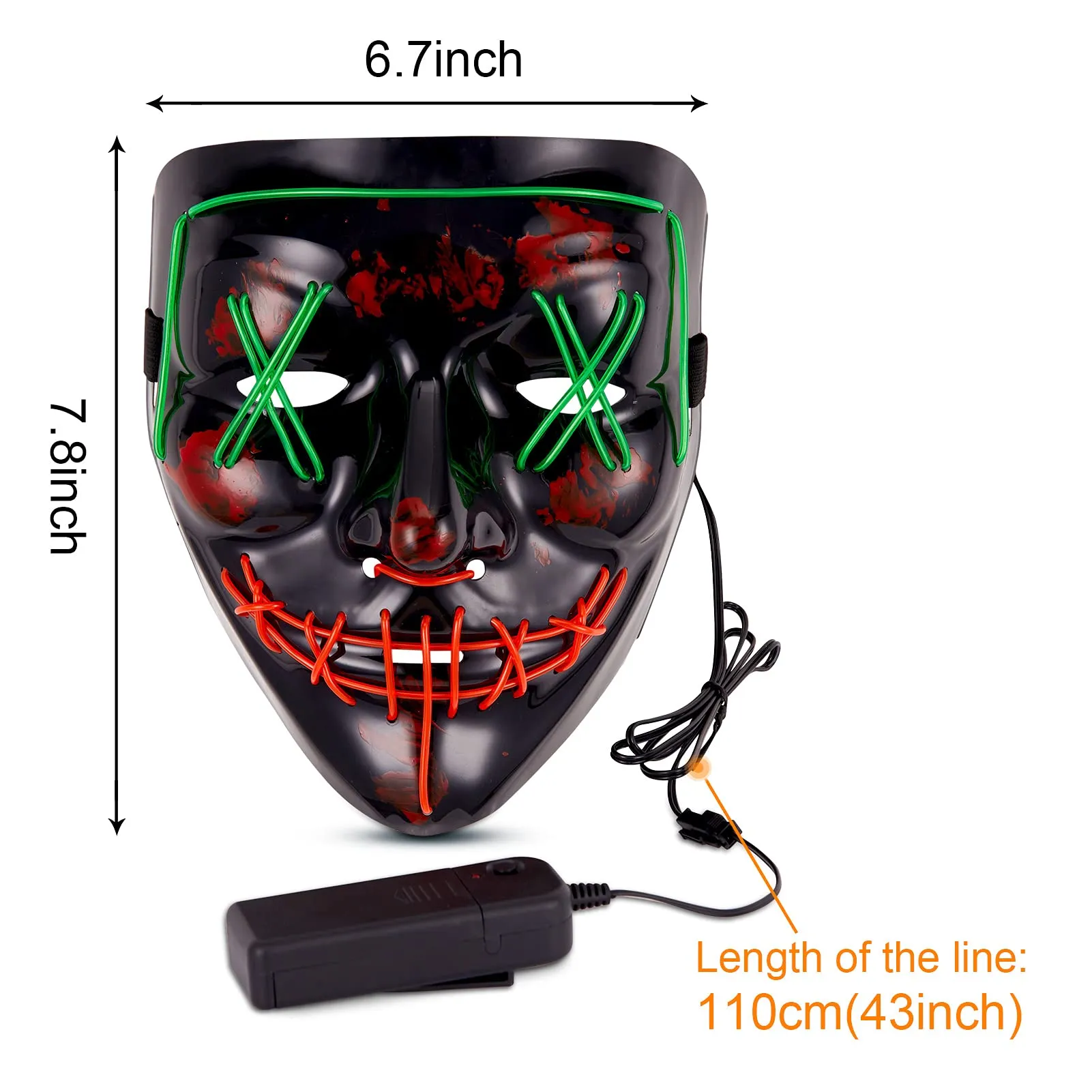 CYNDIE 6PACK Halloween Purge Mask LED Gloves Set