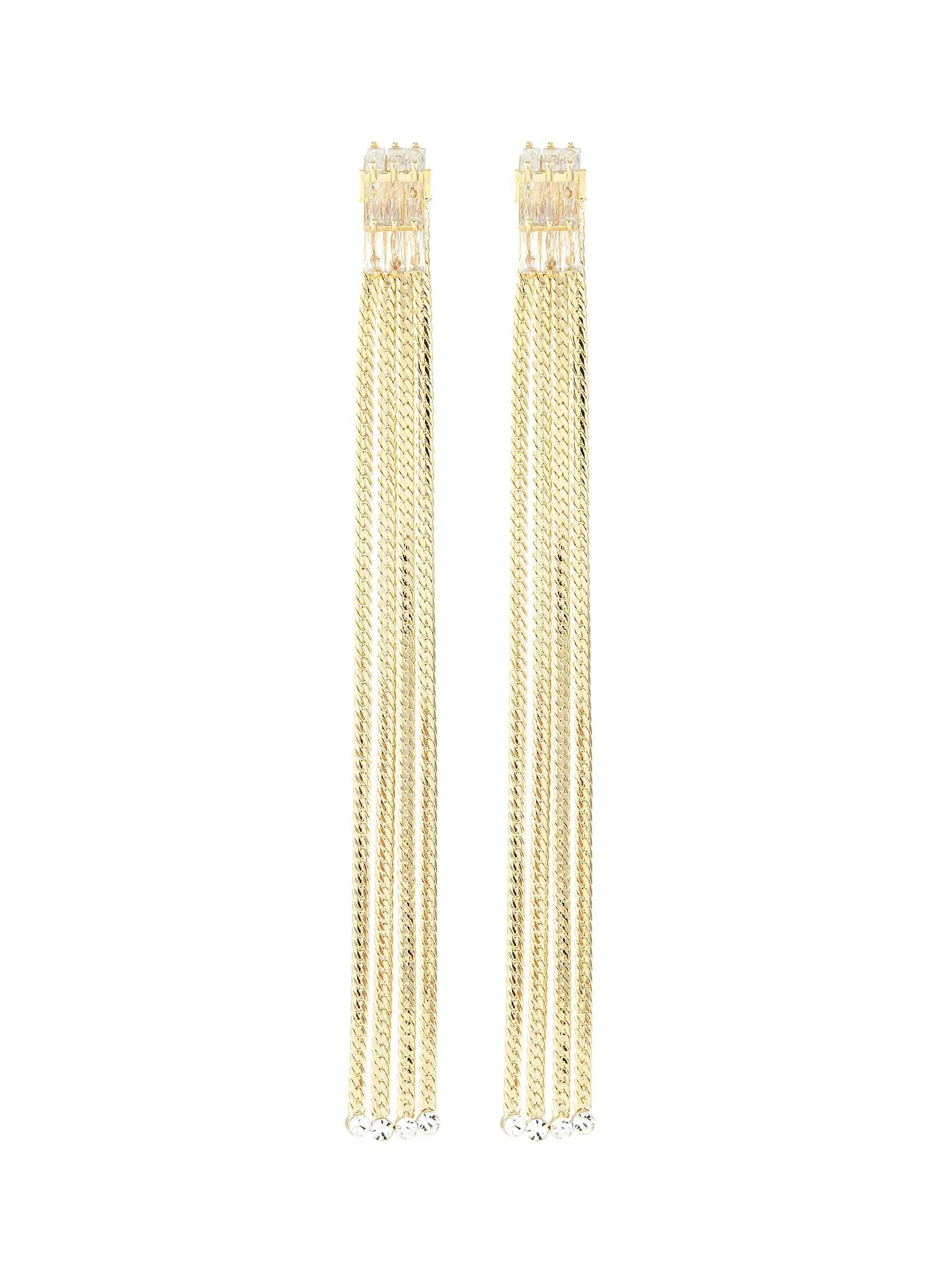 DETACHABLE CRYSTAL STUD FRINGE DROP EARRINGS