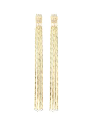 DETACHABLE CRYSTAL STUD FRINGE DROP EARRINGS