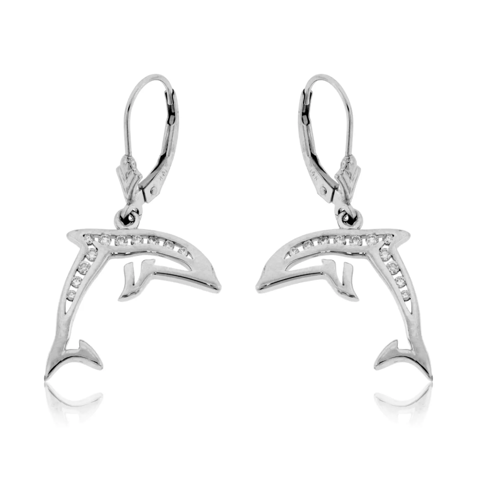 Diamond Dangle Dolphin Earrings