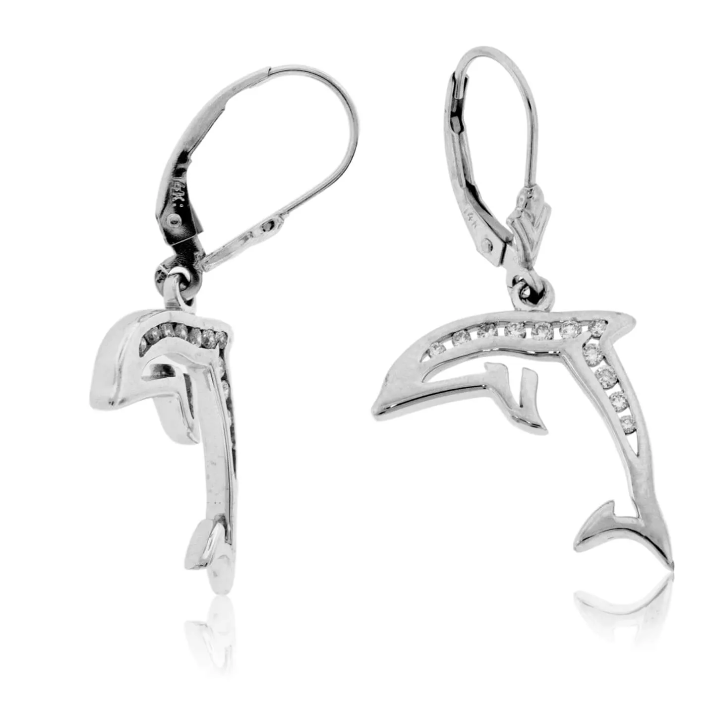 Diamond Dangle Dolphin Earrings