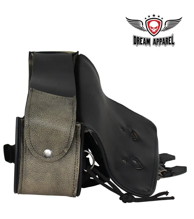 Dream Apparel Motorcycle Swing Arm Bag Distressed Brown Leather Left Side Solo Bags