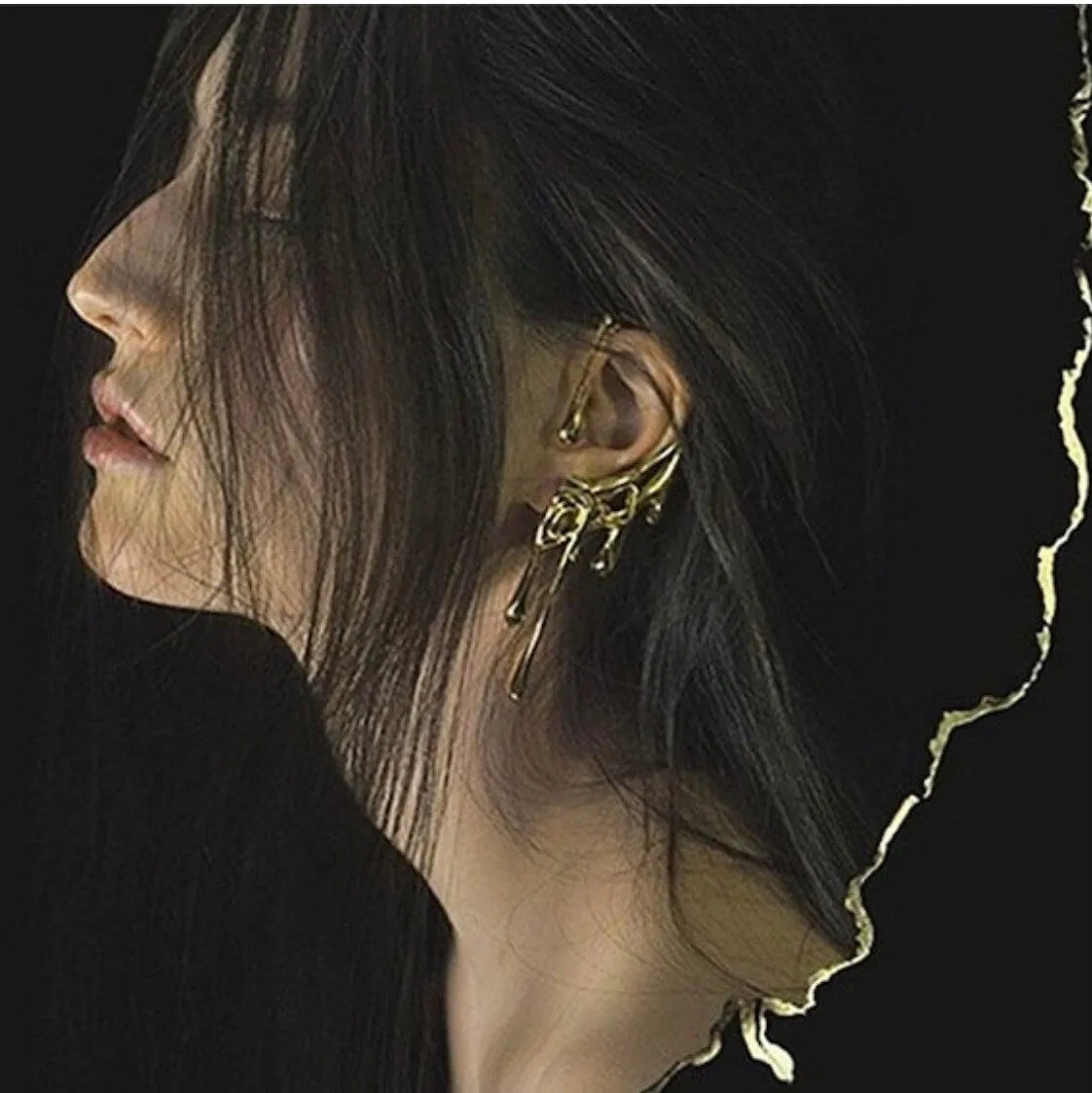 Dripping Metal Ear Cuff