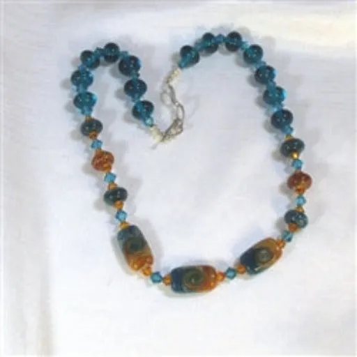 Elegant Camel Bead Necklace in Sea and Sand Handmade Artisan Beads