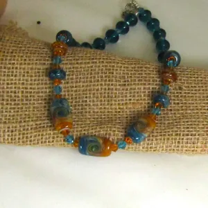 Elegant Camel Bead Necklace in Sea and Sand Handmade Artisan Beads