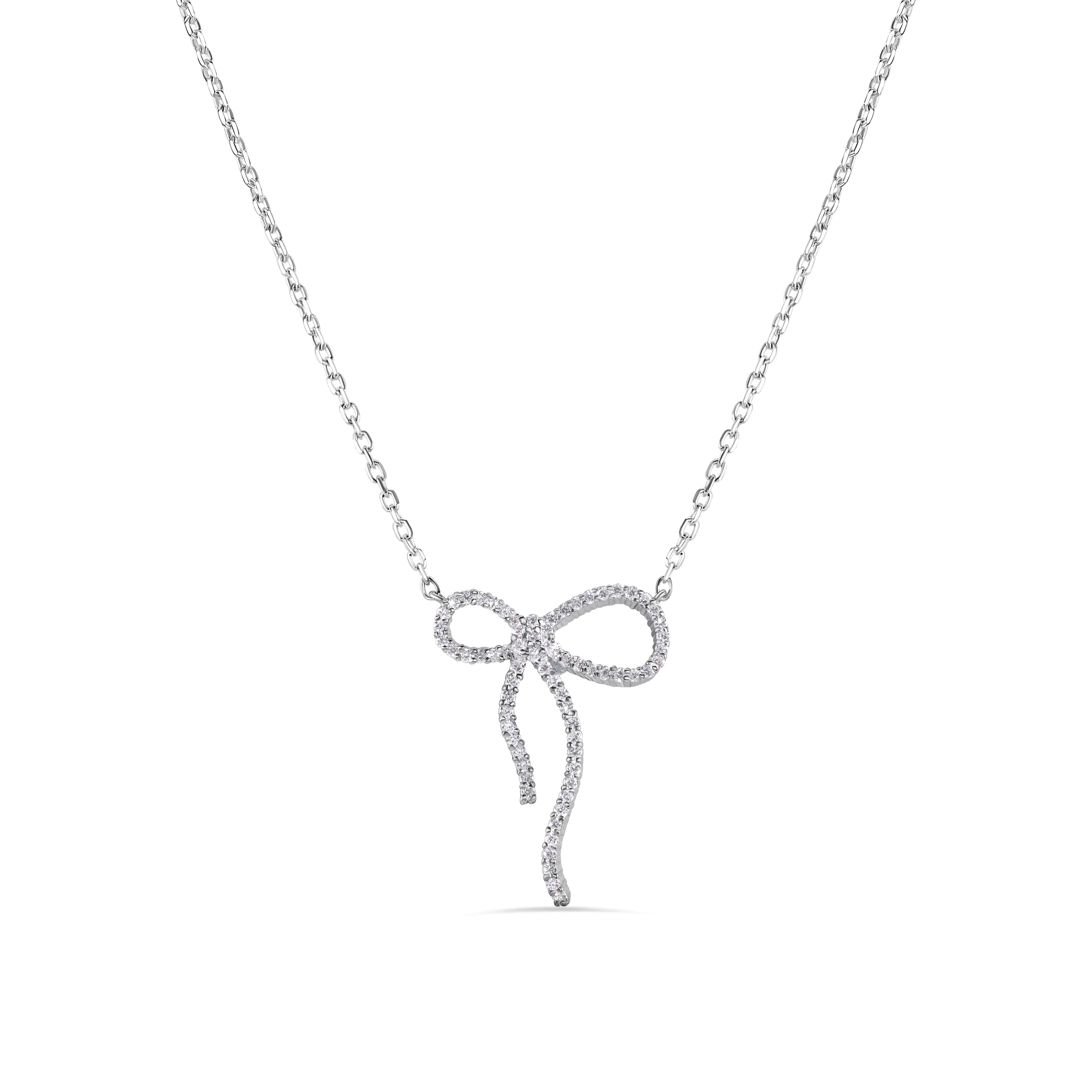 Elegant Diamond Bow Necklace