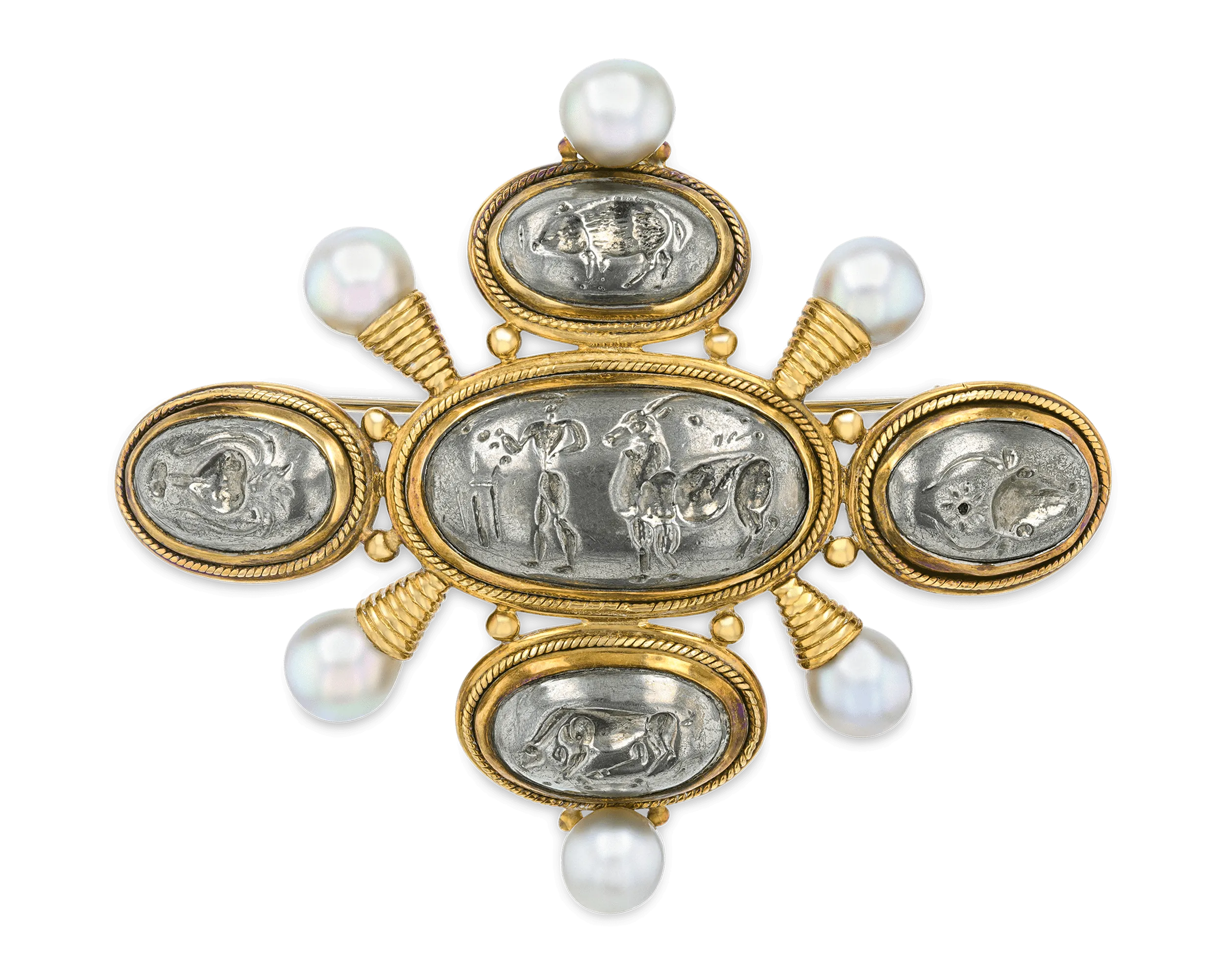 Elizabeth Gage Gold Intaglio Brooch