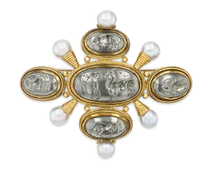 Elizabeth Gage Gold Intaglio Brooch