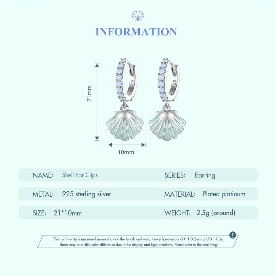 Enamel Process Sea Shell Ear Buckles