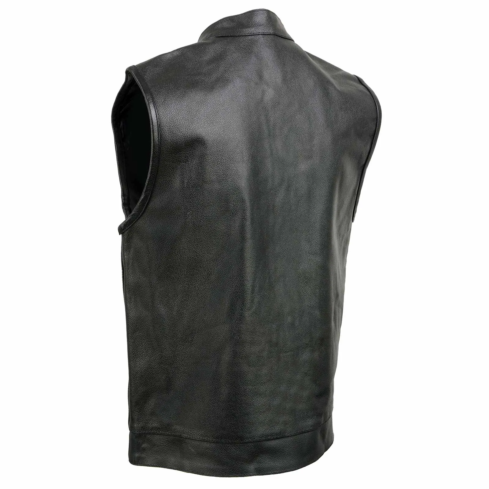 Event Leather ELM3910 Black Motorcycle Leather Vest for Men w/ Dual Closure - Riding Club Adult Motorcycle Vests