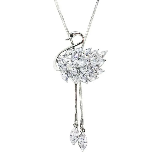 Fashion Elegant Long Crystal Snow Pendant