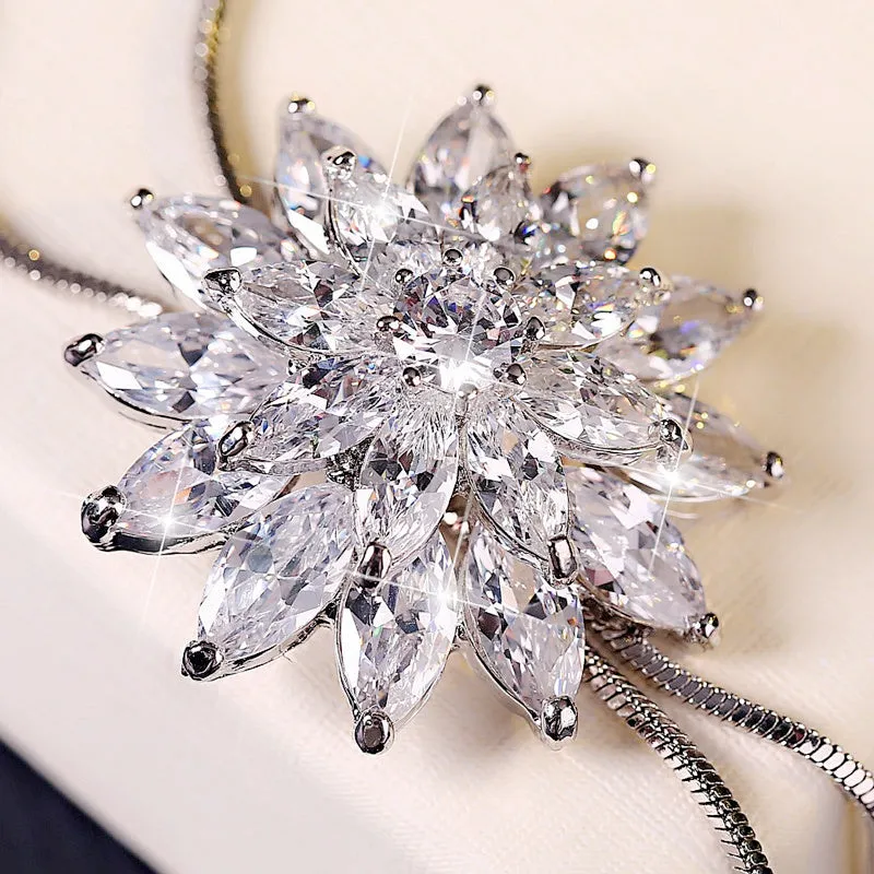 Fashion Elegant Long Crystal Snow Pendant