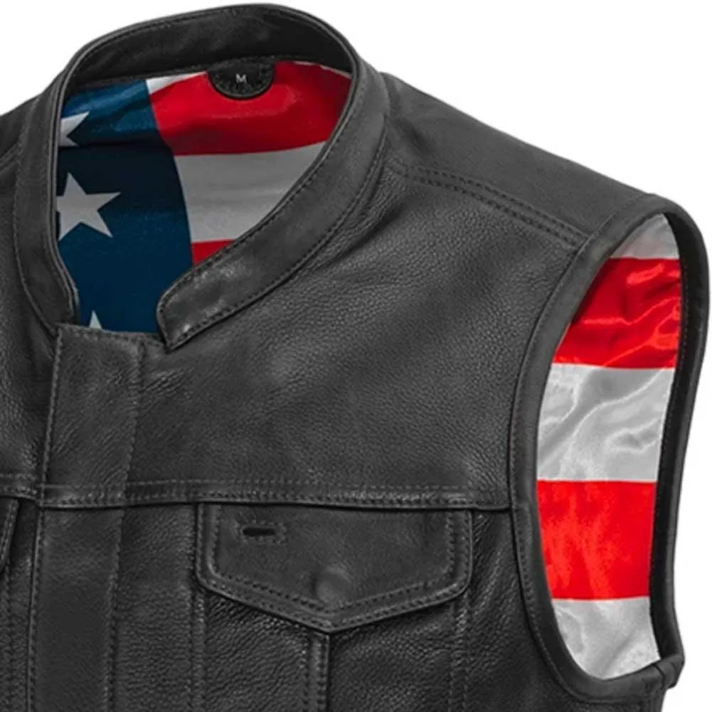 First Mfg Mens Born Free Concealment Leather Vest