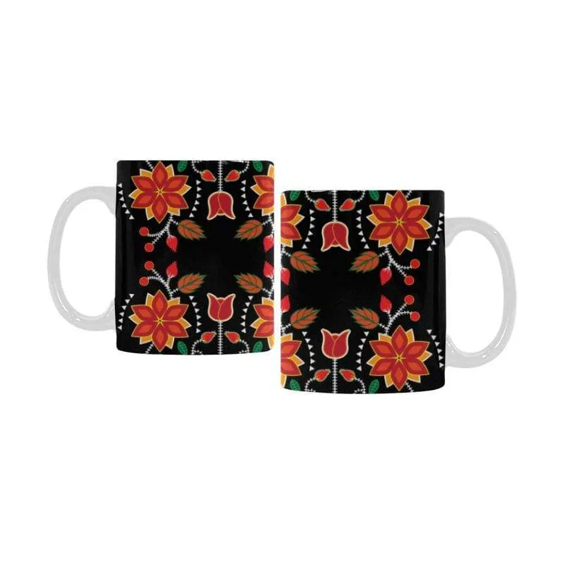 Floral Beadwork Six Bands White Mug(11OZ)