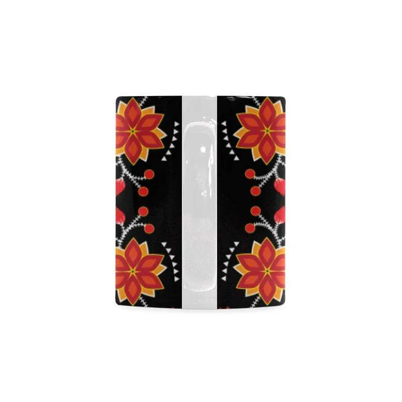 Floral Beadwork Six Bands White Mug(11OZ)