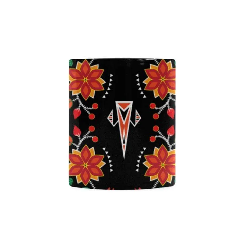 Floral Beadwork Six Bands White Mug(11OZ)