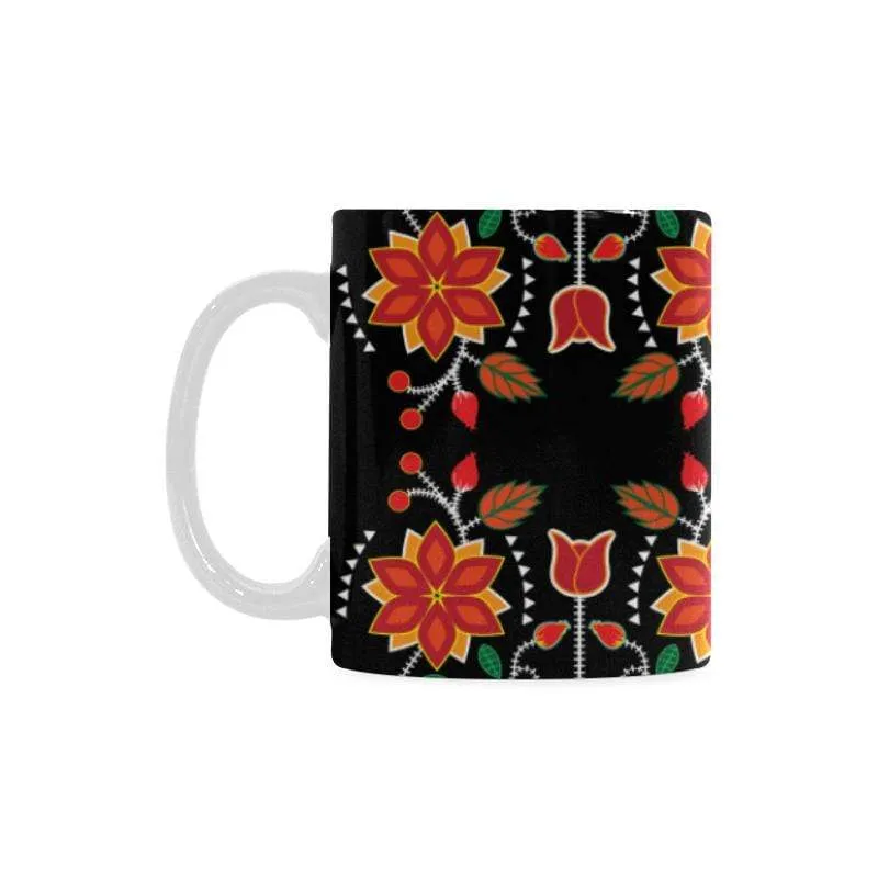 Floral Beadwork Six Bands White Mug(11OZ)