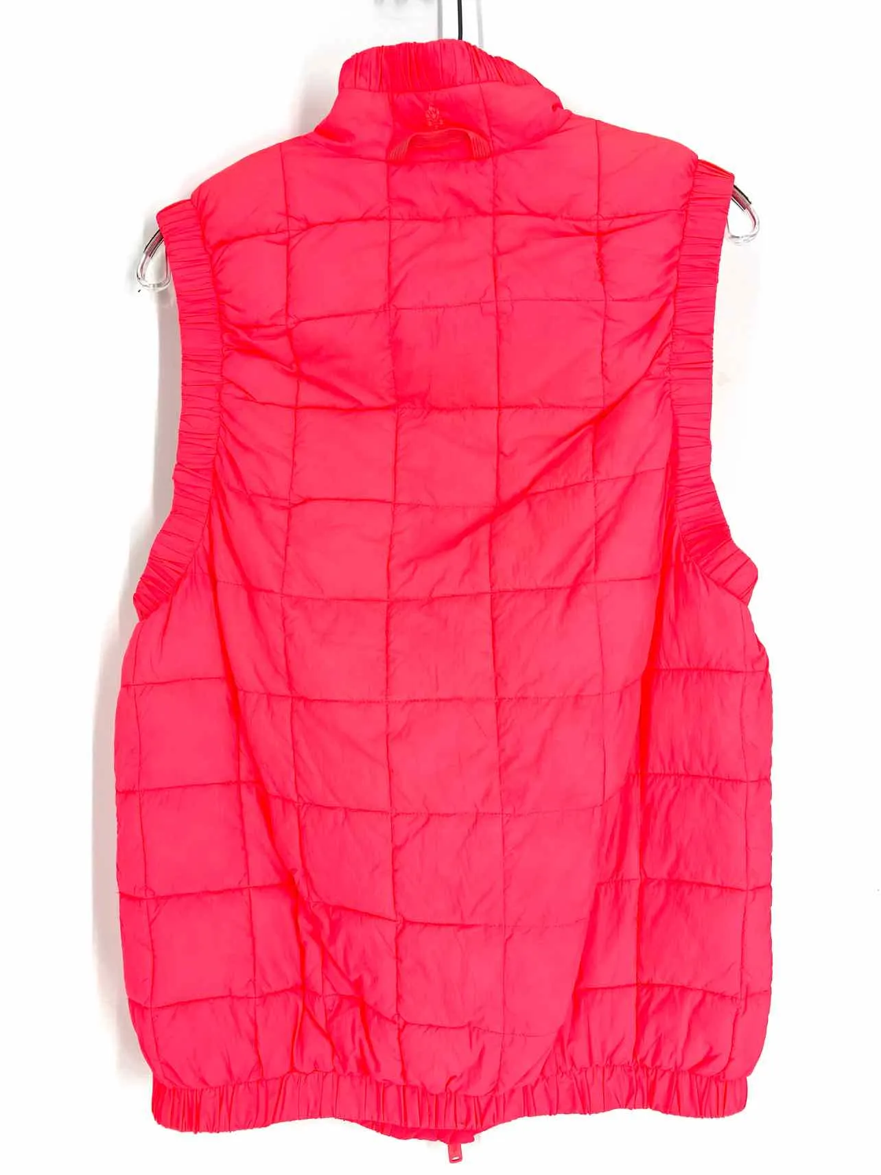 Free People Size S Pet Neon Coral Quilted Nylon Vests Vest