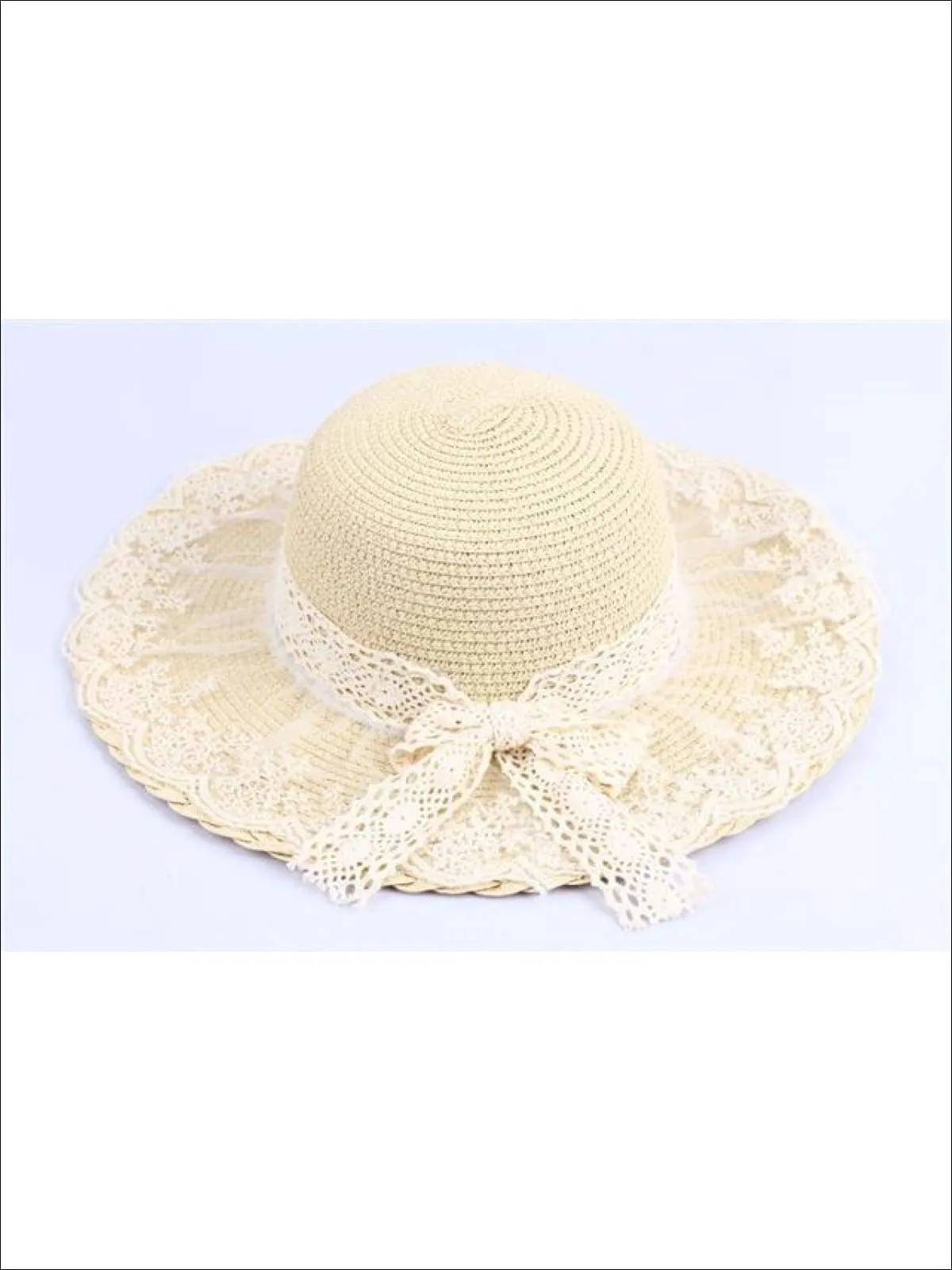 Girls Lace Brim Straw Hat