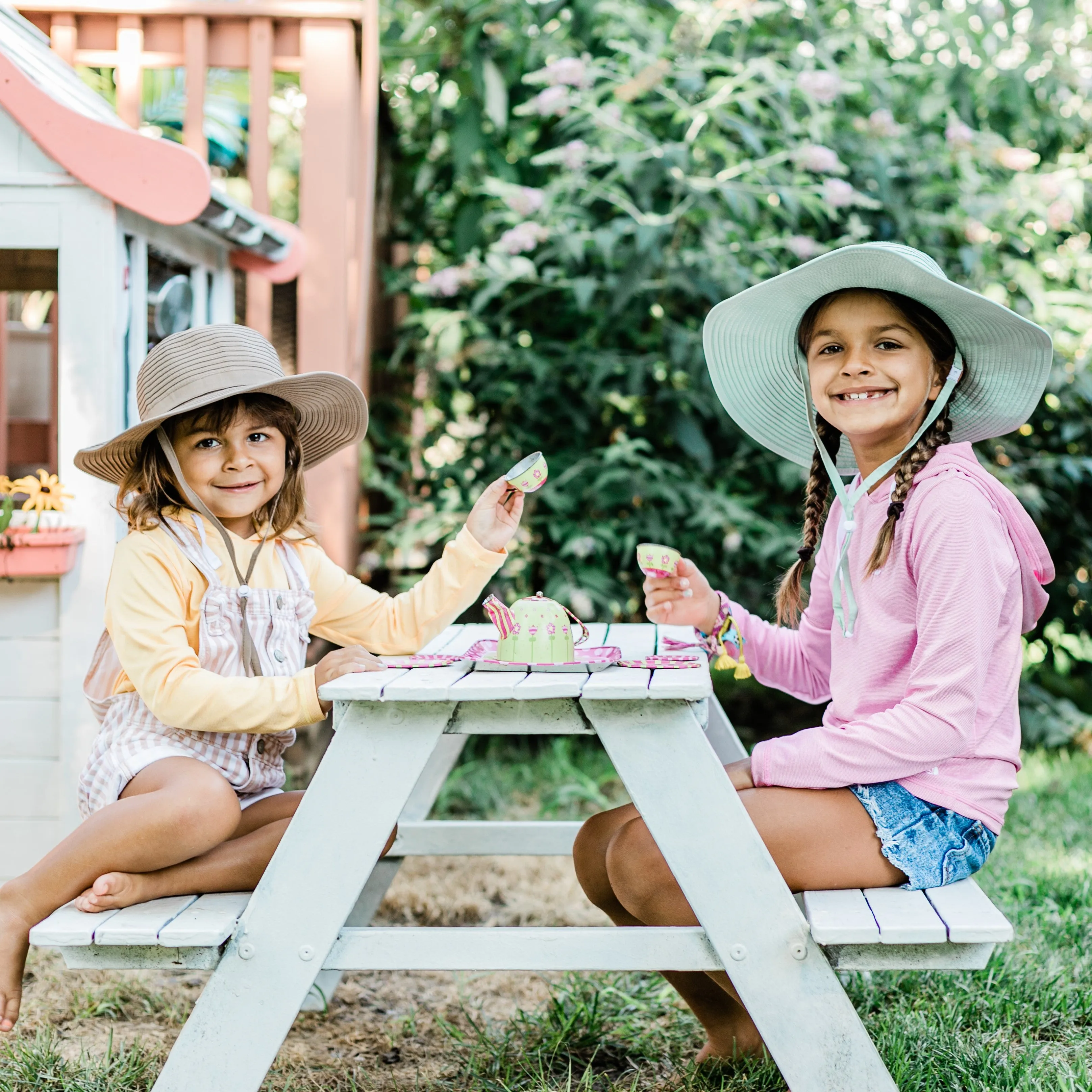 Girls Wide Brim Sun Hat - Mint