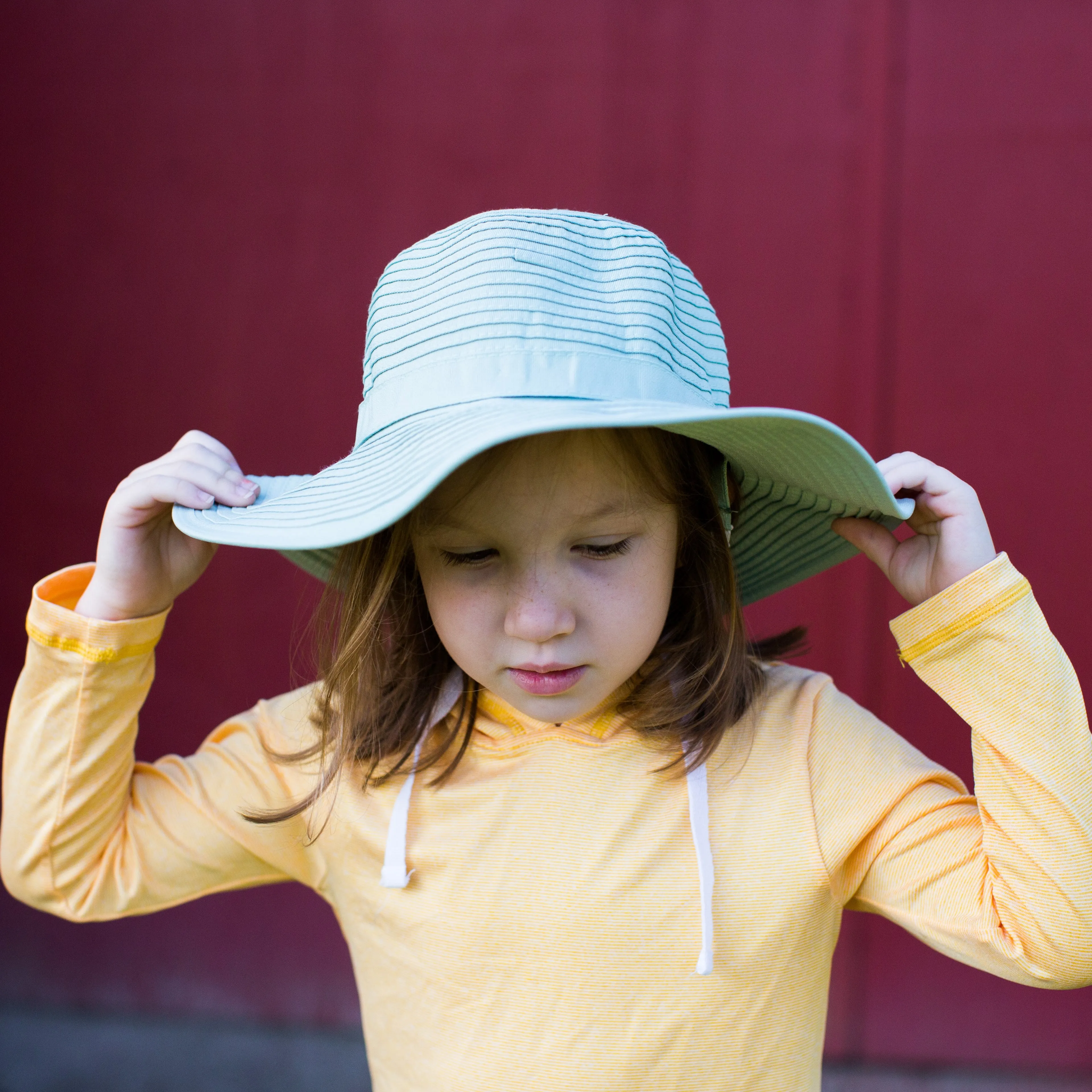 Girls Wide Brim Sun Hat - Mint