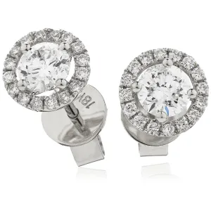 HALO DIAMOND EARRINGS 0.85CT F/VS QUALITY IN 18K WHITE GOLD