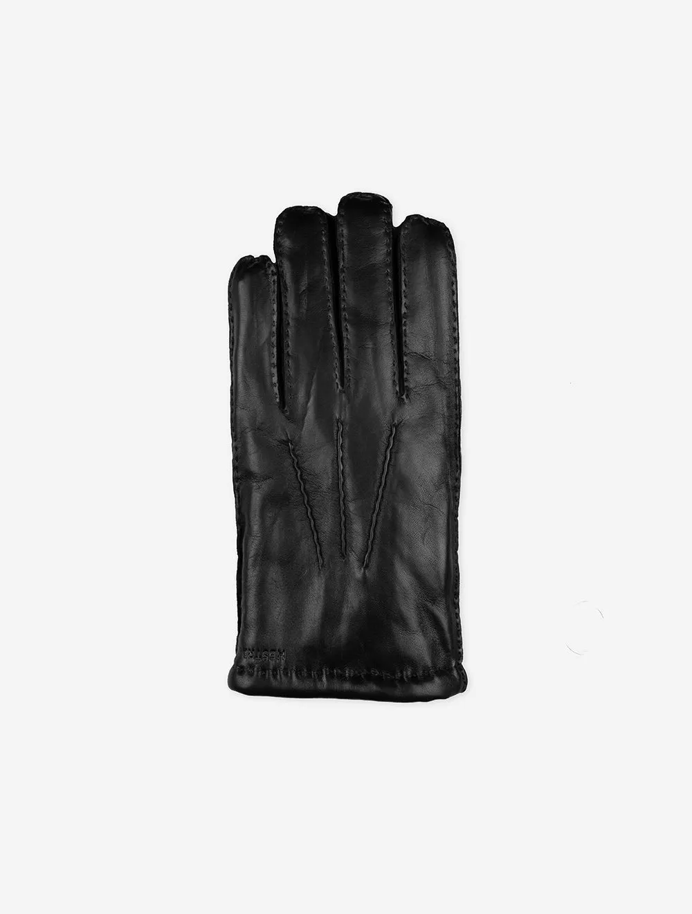 HESTRA Sheeplined Leather Gloves Black