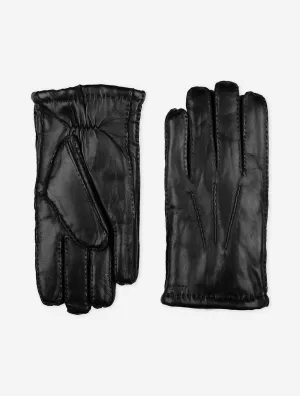 HESTRA Sheeplined Leather Gloves Black