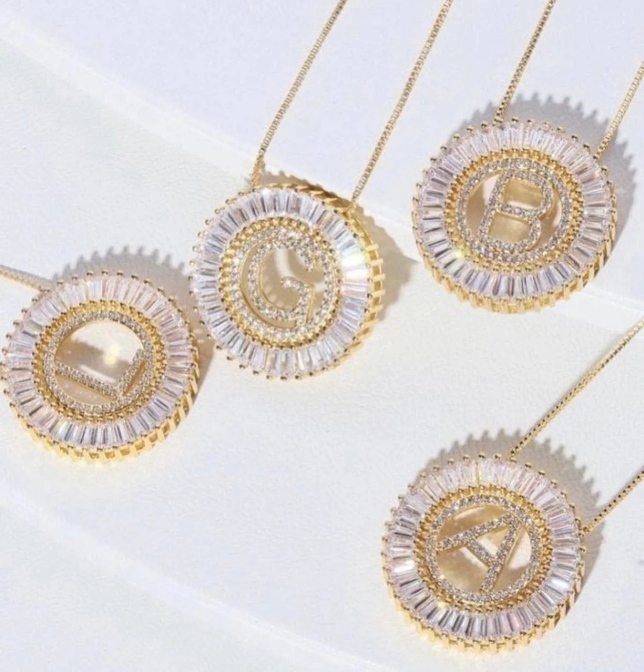 Initial Pendant Sunburst Necklace - Gold