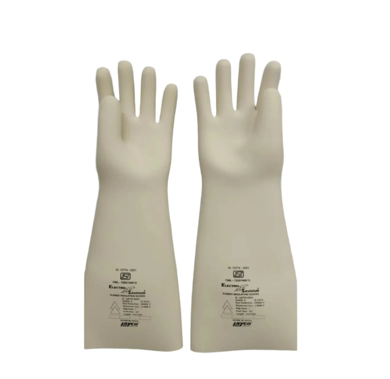 Jayco electrical hand gloves - Model 1072 -  Class 2  Test Potentail : 20 KV Working Potential : 17000 V