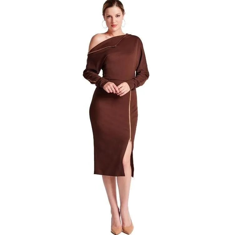 Josefa Asymmetric Dress - Long sleeve convertible midi dress